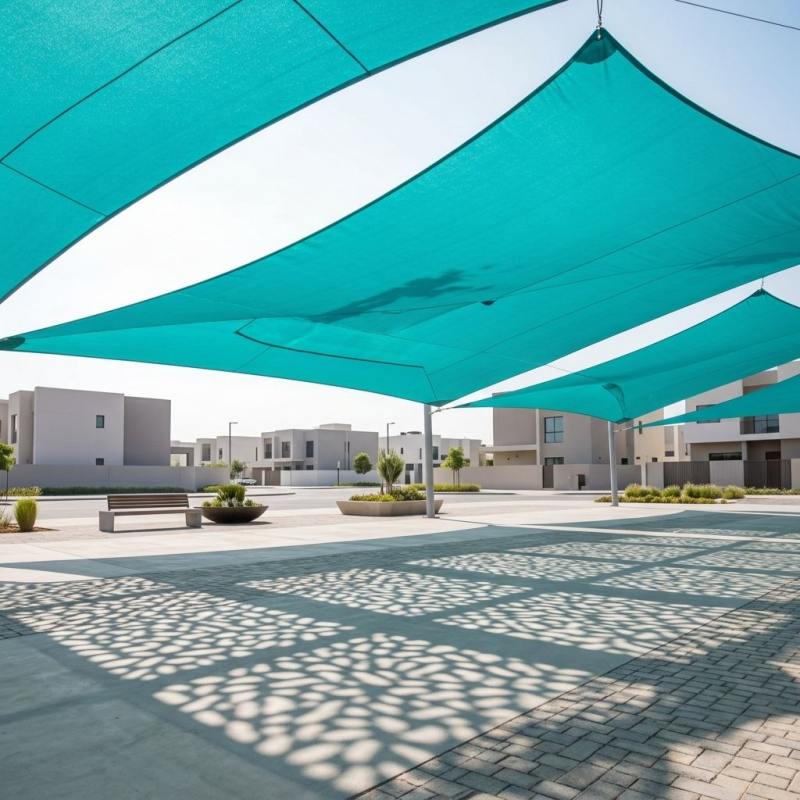 Sail Scáthaigh 100% Maighdean HDPE Bloc UV Dlúthbhrat Mogall tréscaoilteach